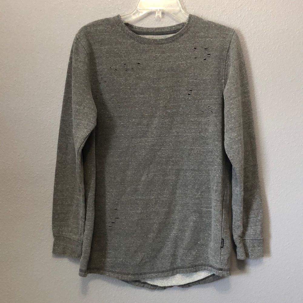 Nova sweatshirt Women's Large L gray long sleeve pull over crew neck distressed
